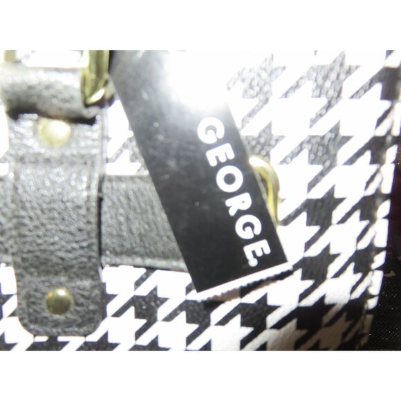 George Black & White Houndstooth Vegan Leather Tote Crossbody Handbag Brand NWT - Picture 3 of 12